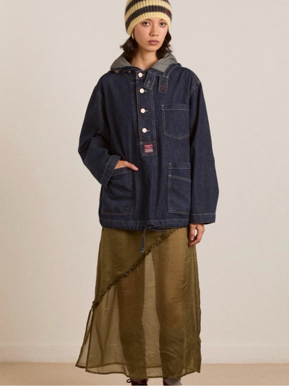 Damson Madder NWT Size 20 Neptune Wash Briar Hoodie Designer Denim Streetwear